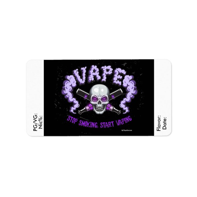 Vape | DIY E-Juice Label Purple Skull  by VapeGoat (Front)