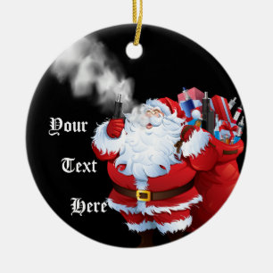 VAPE Merry Vaping 2 Christmas Santa Claus Ceramic Ornament