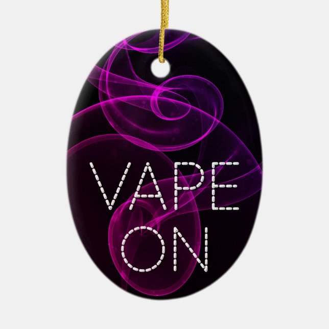 Vape On Pink Purple Grunge Smoke Ceramic Ornament (Front)