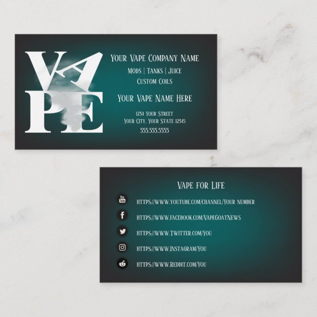 VAPE  | Retro  VAPE Box Business Social Media Business Card (Front/Back)
