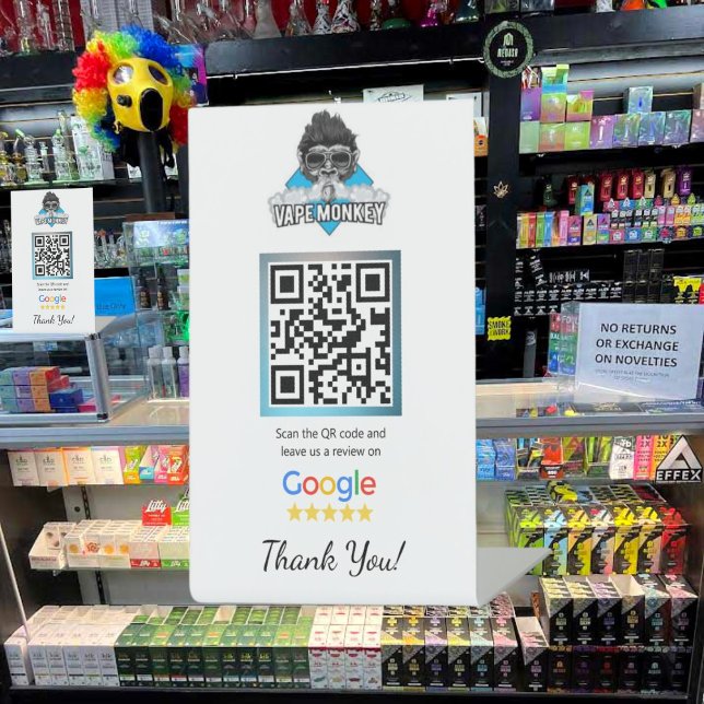 Vape Shop Google Review Pedestal Stand Template Sign (Creator Uploaded)