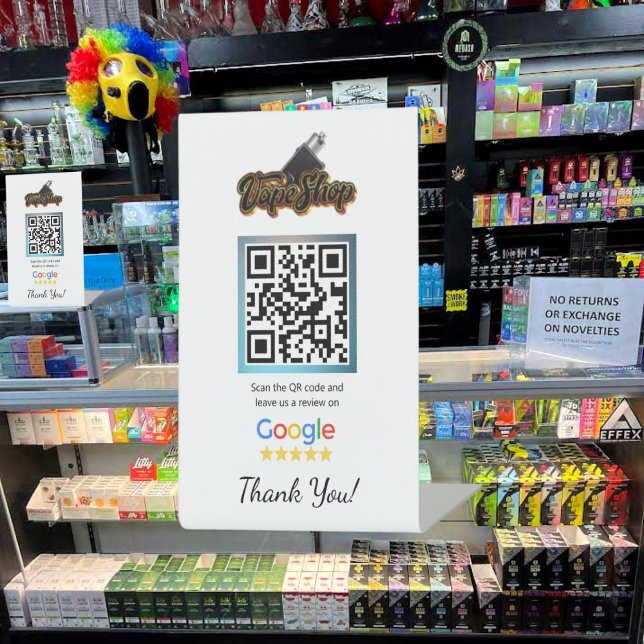 Vape Shop Google Review Pedestal Stand Template Sign (Creator Uploaded)