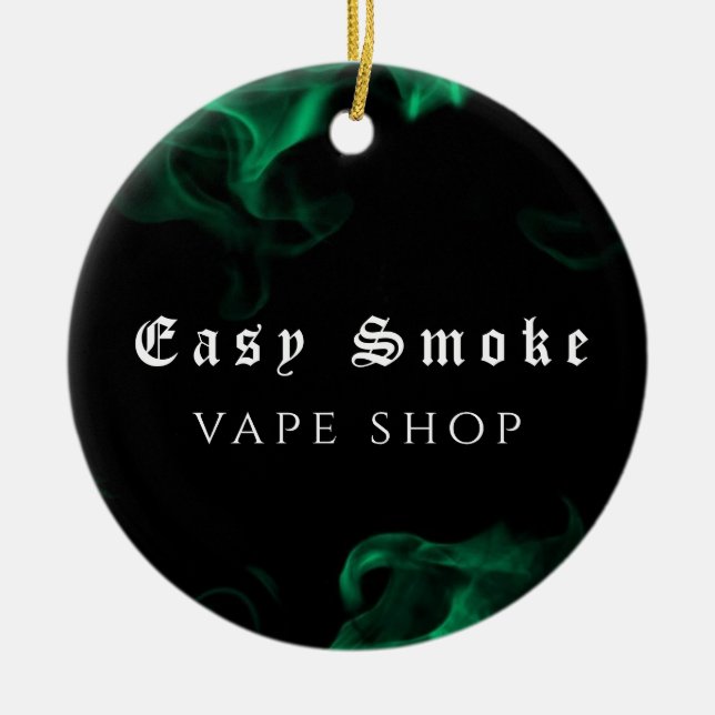 Vape Shop Green  Ceramic Ornament (Front)