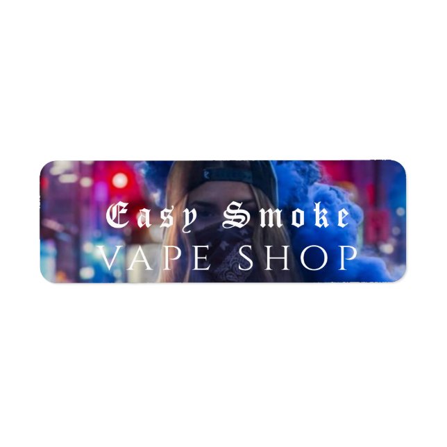 Vape Shop Smoke Black Business Label (Front)