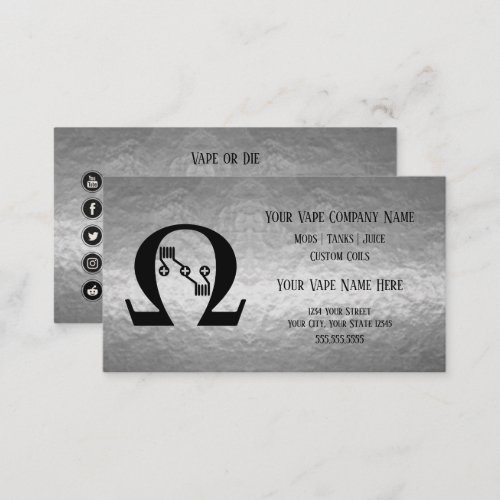 VAPE   Sub Ohm  Silver Business Social Media Business Card