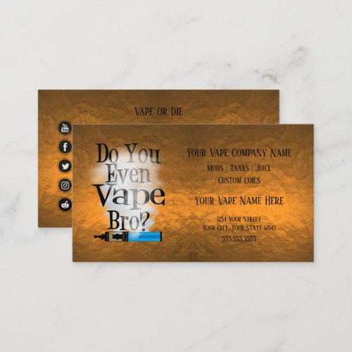 VAPE   Vape Bro Copper Business Social Media Business Card