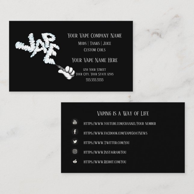 VAPE  | VAPE Cloud Business with Social Media Card (Front/Back)