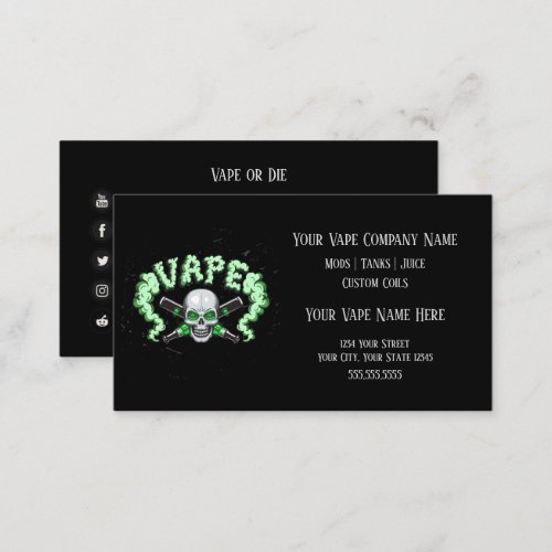VAPE   Vape Skull Business with Social Media Business Card