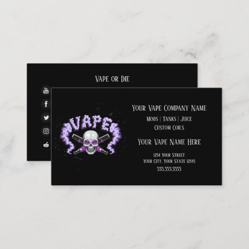 VAPE   Vape Skull Purple  Business Social Media Business Card