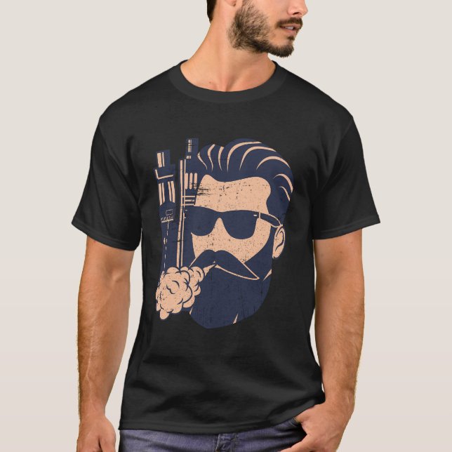 Vape Vaping Bearded Man E-Cigarette T-Shirt (Front)