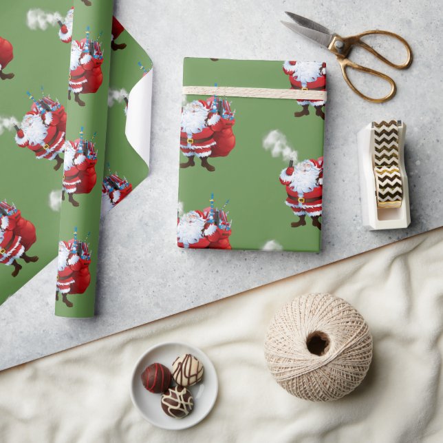 VAPE | Vaping Santa Merry Christmas Wrapping Paper | Zazzle