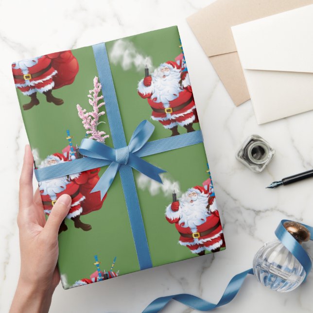 VAPE | Vaping Santa Merry Christmas Wrapping Paper | Zazzle