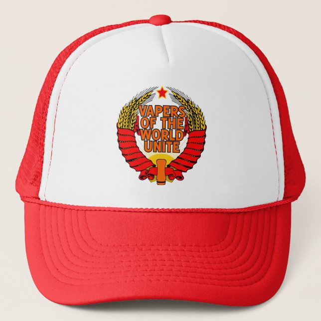 Vapers of the World Unite Trucker Hat (Front)