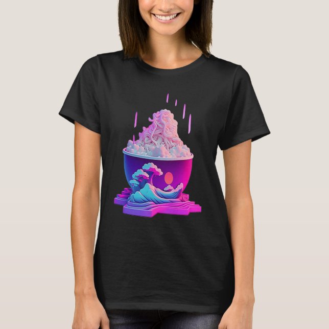 Vaperwave Aesthetic Glitch Palm Retrowave Synthwav T-Shirt (Front)