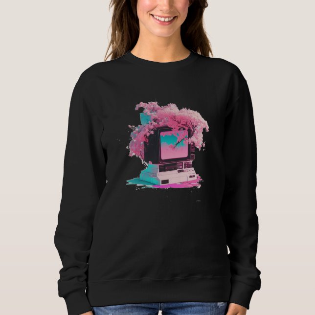 Vaperwave Aesthetic Glitch Retrowave Synthwave  5 Sweatshirt (Front)