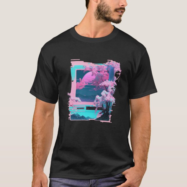 Vaperwave Aesthetic Glitch Retrowave Synthwave  7 T-Shirt (Front)