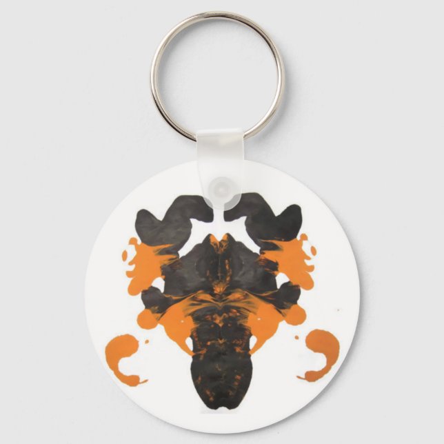 Vapid Orange Inkblot Design Keychain (Front)