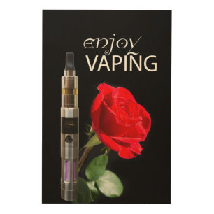 Vaping and rose flower wood wall art
