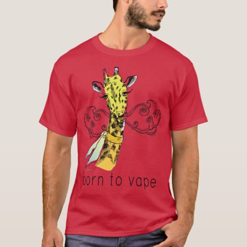 Vaping Born to Vape Vaping Giraffe Watercolor T_Shirt