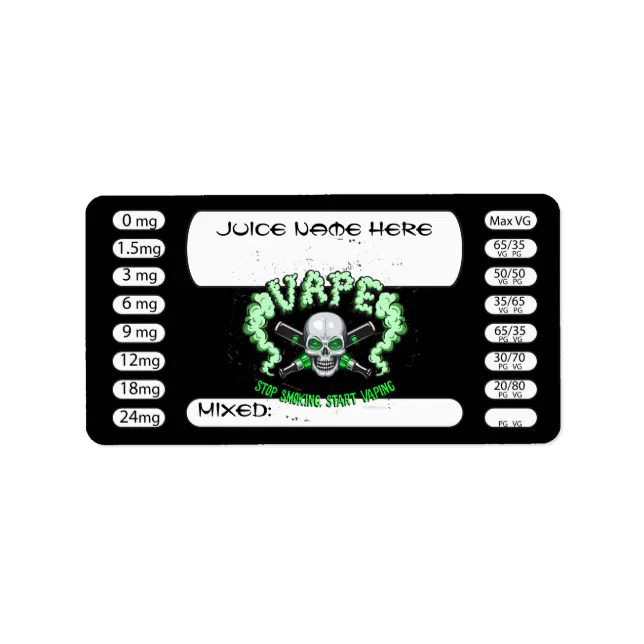 Vaping | DIY E-Juice Label Vape Skull by VapeGoat