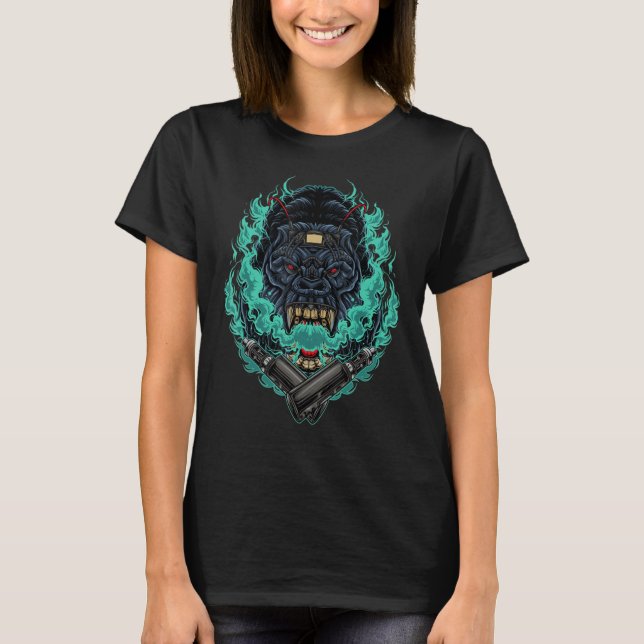 Vaping Gorilla  Trendy Humor Nice Cute Awesome T-Shirt (Front)