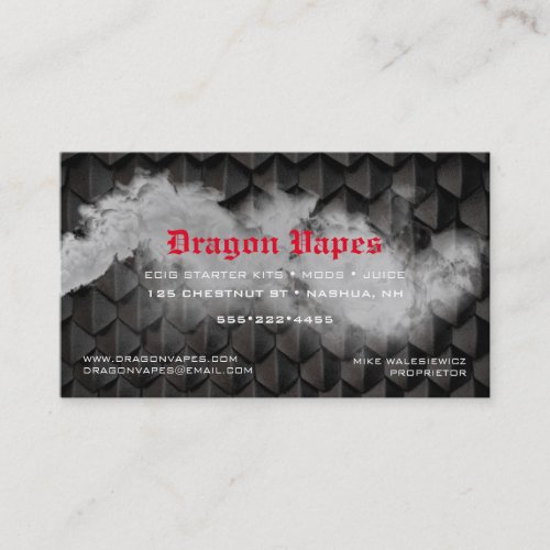 Vapor Vape Plume of Smoke Black  White Business C Business Card