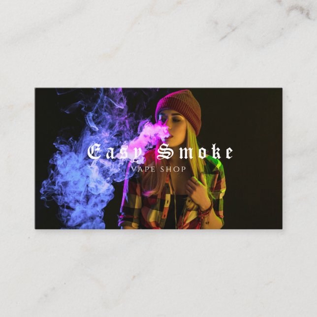 Vapor Vape Plume of Smoke Black & White Business Card (Front)