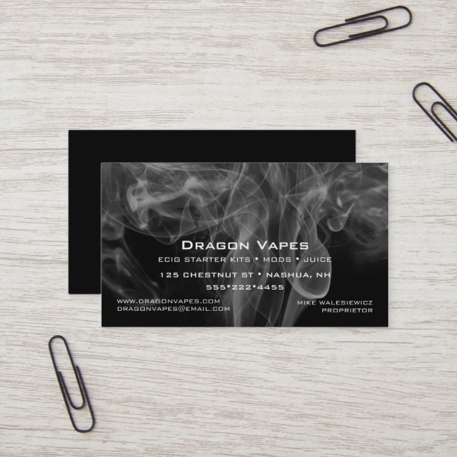 Vapor Vape Plume of Smoke Black & White Business Card