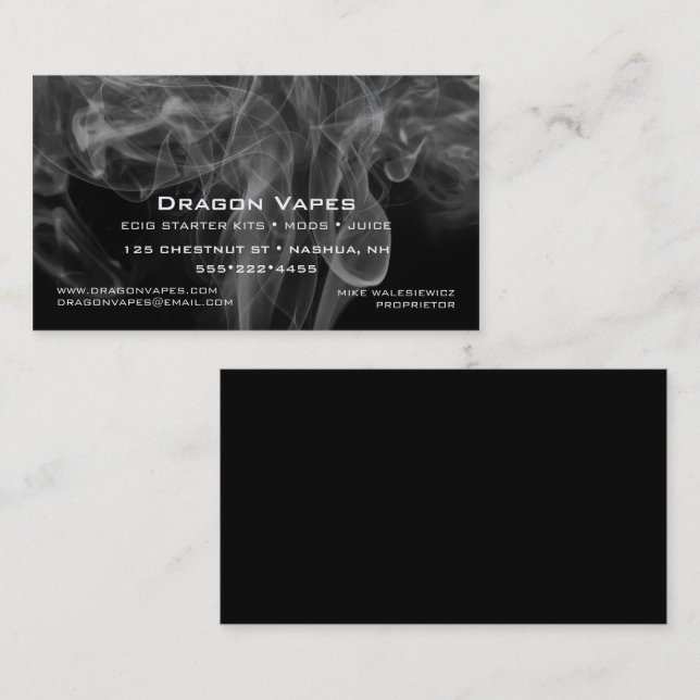 Vapor Vape Plume of Smoke Black & White Business Card
