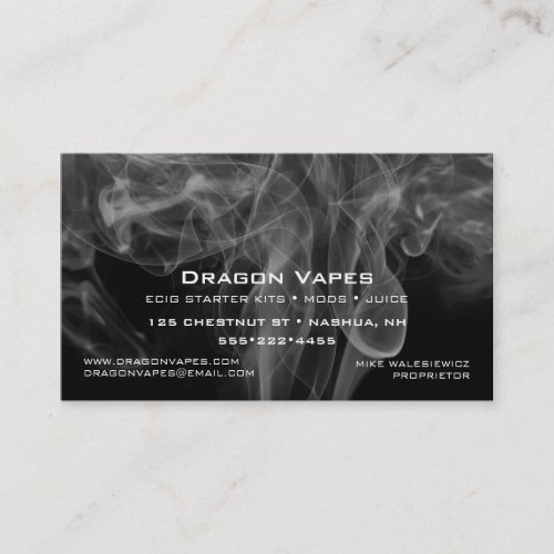 Vapor Vape Plume of Smoke Black  White Business Card