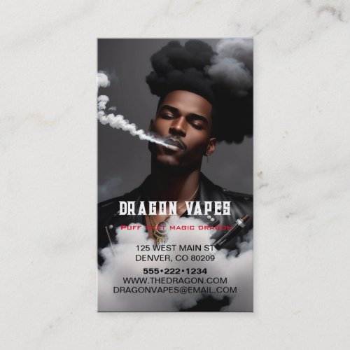 Vapor Vape Plume of Smoke Black  White Business Card