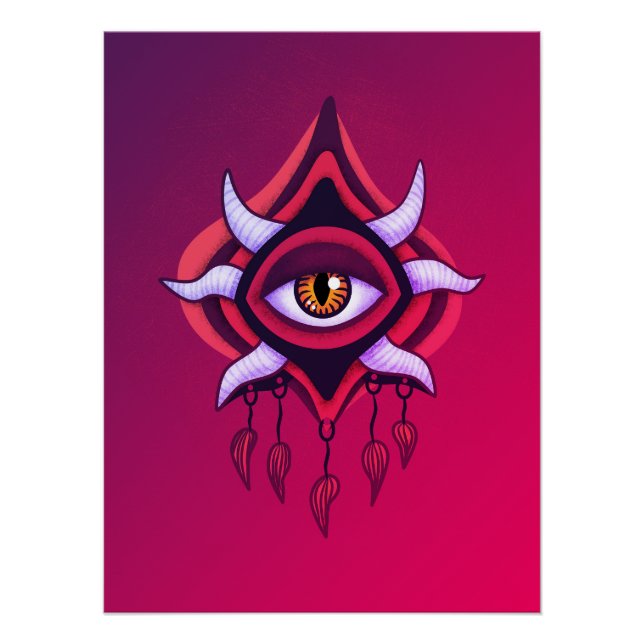 Vaporware Demon Eye - Colorful Gothic Poster (Front)
