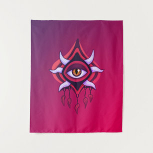 Vaporware Demon Eye - Colorful Gothic Tapestry