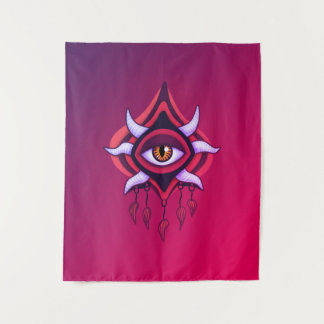 Vaporware Demon Eye - Colorful Gothic Tapestry
