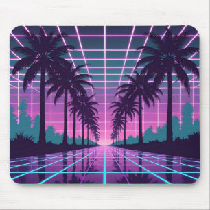 Vaporwave 80s Neon Grid Synthwave Art Poster Mouse Pad