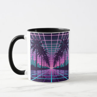 Vaporwave 80s Neon Grid Synthwave Art Poster Mug