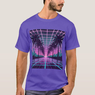 Vaporwave 80s Neon Grid Synthwave Art Poster T-Shirt