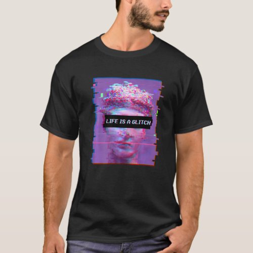 Vaporwave Aesthetic David Statue Life Is A Glitch T_Shirt