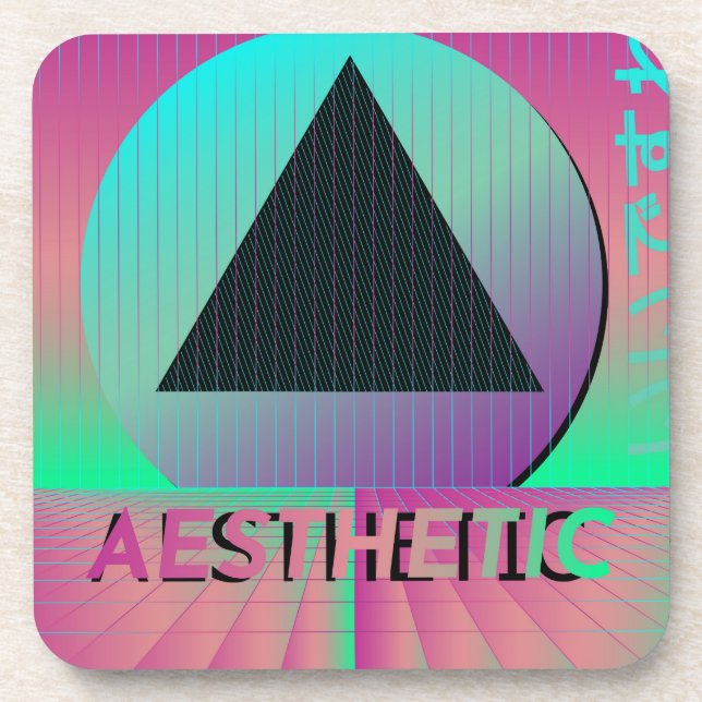 vaporwave aesthetic drink coaster (Front)