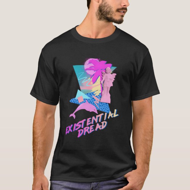 Vaporwave Aesthetic Existential Dread Dolphin Ange T-Shirt (Front)