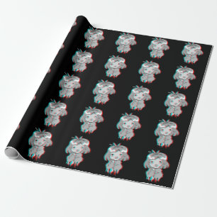 Vaporwave Aesthetic Glitch Edgy Sad Anime Girl Wrapping Paper