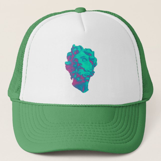 Vaporwave Aesthetic Glitch Statue Hat (Front)
