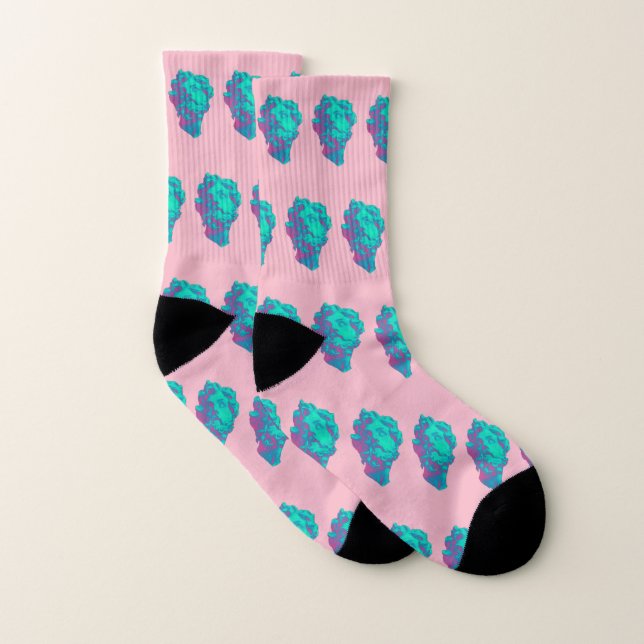 Vaporwave Aesthetic Glitch Statue Socks (Pair)