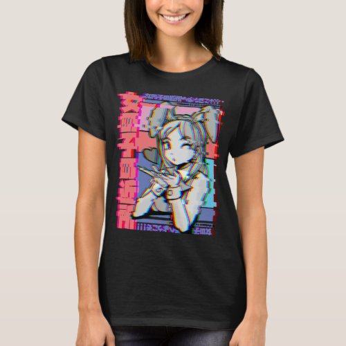 Vaporwave Aesthetic Japanese Retro Anime Girl T_Shirt