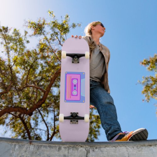 Vaporwave Aesthetic Lilac 90s Audio Cassette Skateboard