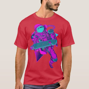 Vaporwave Aesthetic Outer Space Funny Skateboarder T-Shirt