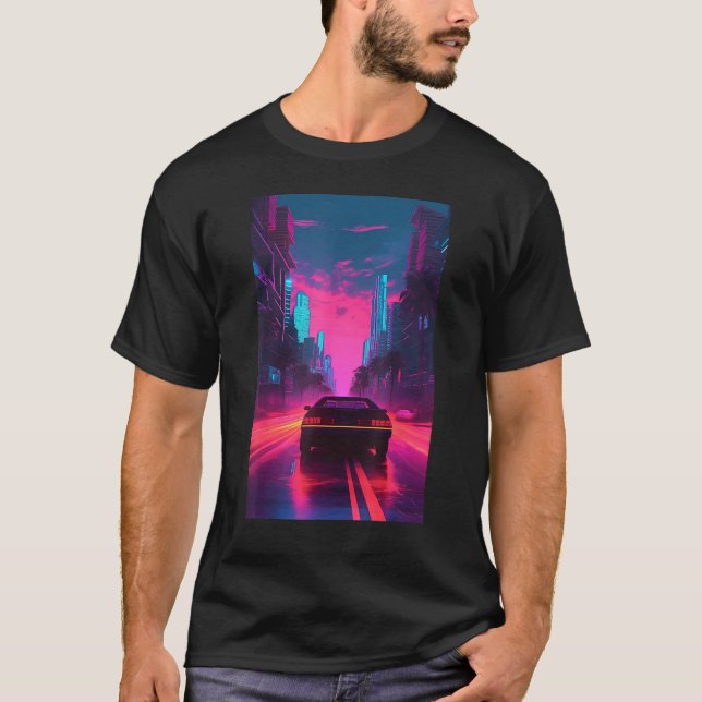 Vaporwave Aesthetic Outrun Synthwave Retrowave T-Shirt (Front)
