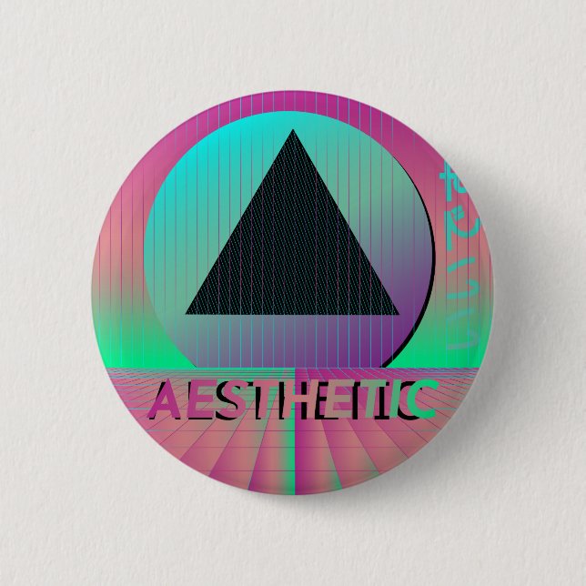 vaporwave aesthetic pinback button (Front)