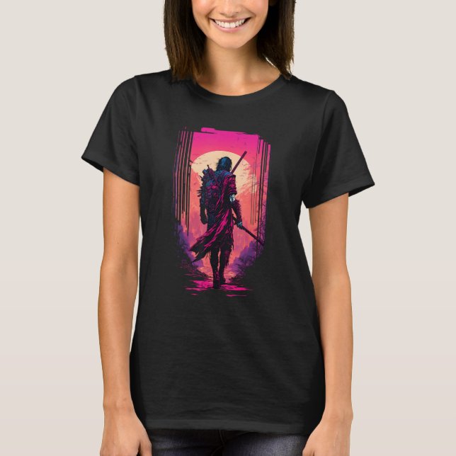 Vaporwave Aesthetic Retro Cyberpunk Samurai Shirt  (Front)