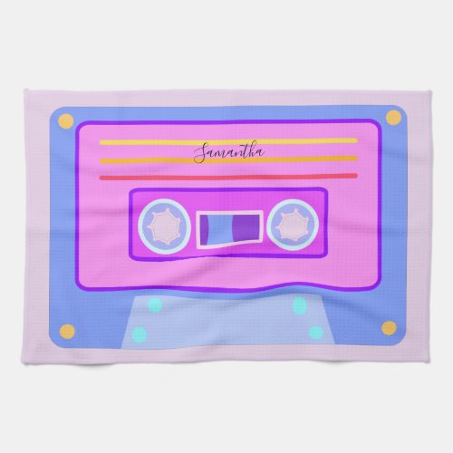 Vaporwave Aesthetic Retro Pink 90s Audio Cassette Kitchen Towel